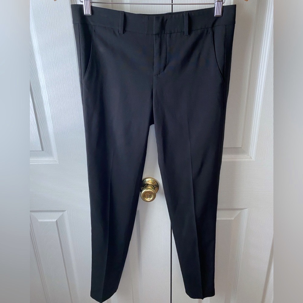 vince. Black Stretch Wool Mid-Rise Slim Ankle Dress Pants SZ 2